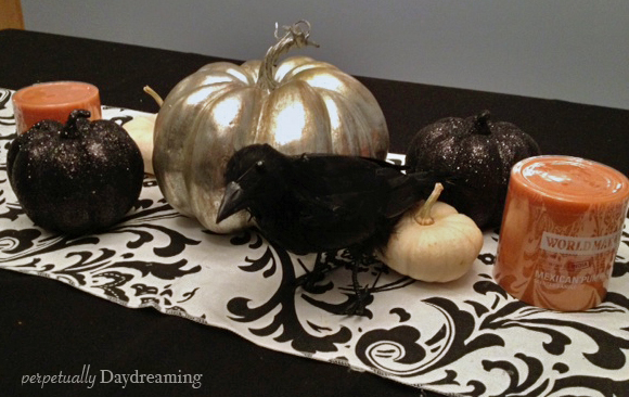 y Halloween table more And kitchen table These runner my decorations. hereâ€™s silver are target